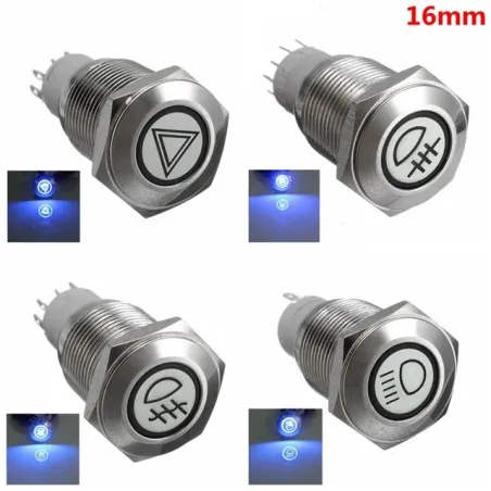16mm LED illuminé autobloquant étanche bouton de poussée interrupteur en acier inoxydable